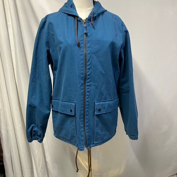 Trovata Womens Gully Coat Hooded Blue Medium 100% Cotton Pockets‎ Spring Classic - Picture 2 of 14